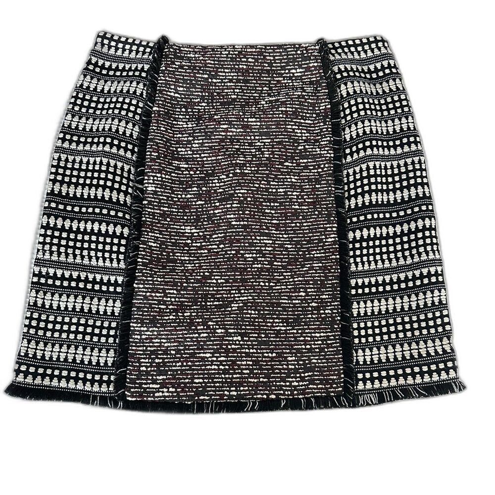 Loft Tweed Paneled Pencil Skirt Size 6 Black/White